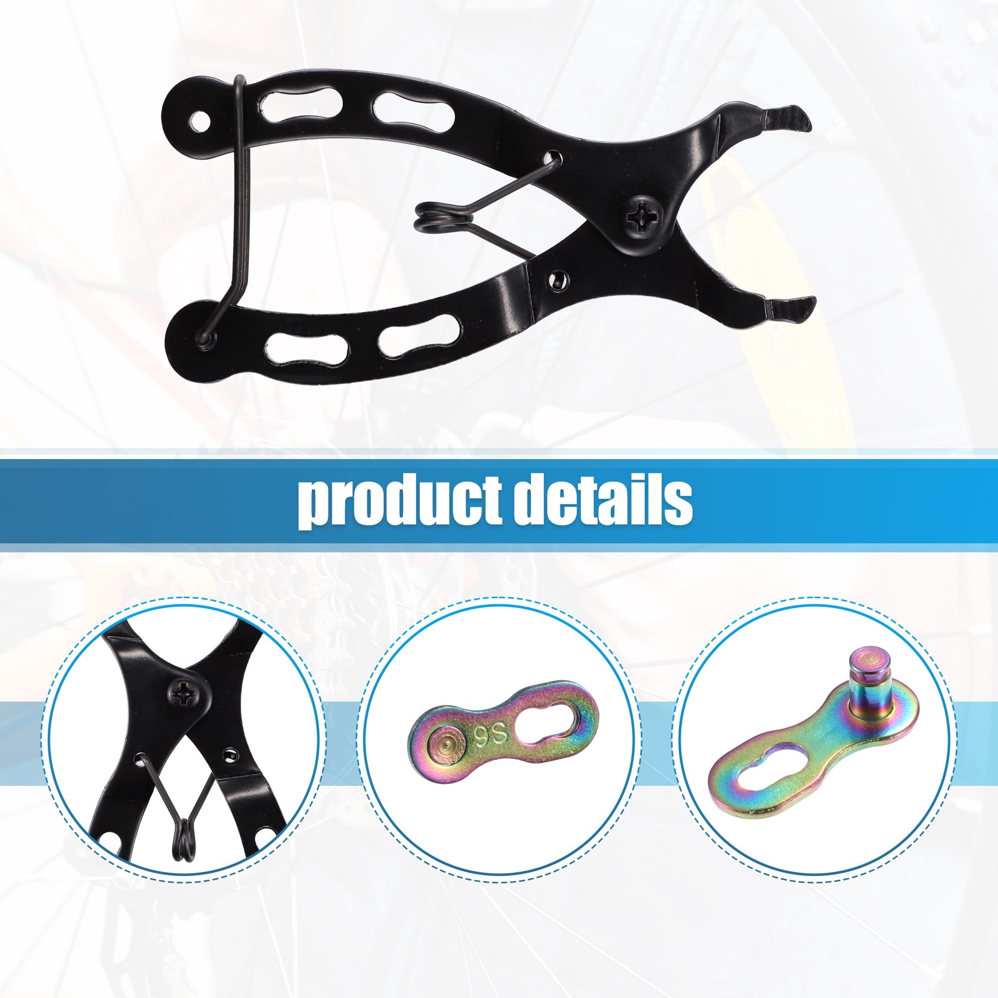 Unique Bargains Universal Bike Chain Tool Kit 5 Quick Link Connectors 9 Speed Chain