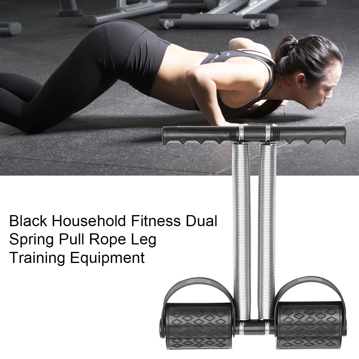 LULULION Black Pedal Fitness Steel Pull Rope for Sports Use, Ergonomic Handles, Resistance Training