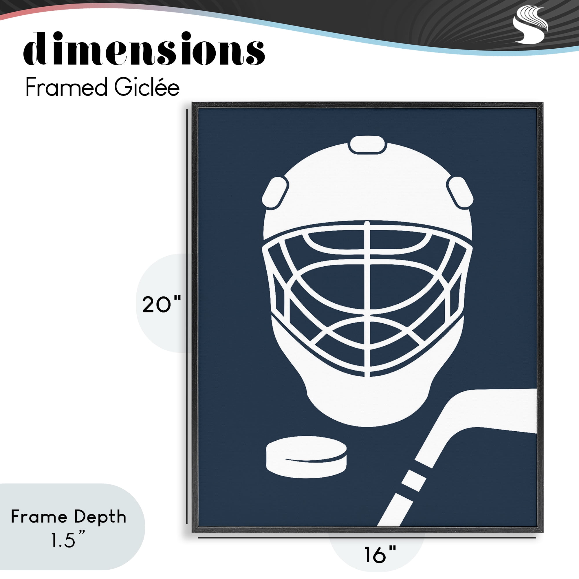 Stupell Industries Hockey Mask Blue & White Black Framed Giclee Art, design by Melody Hogan