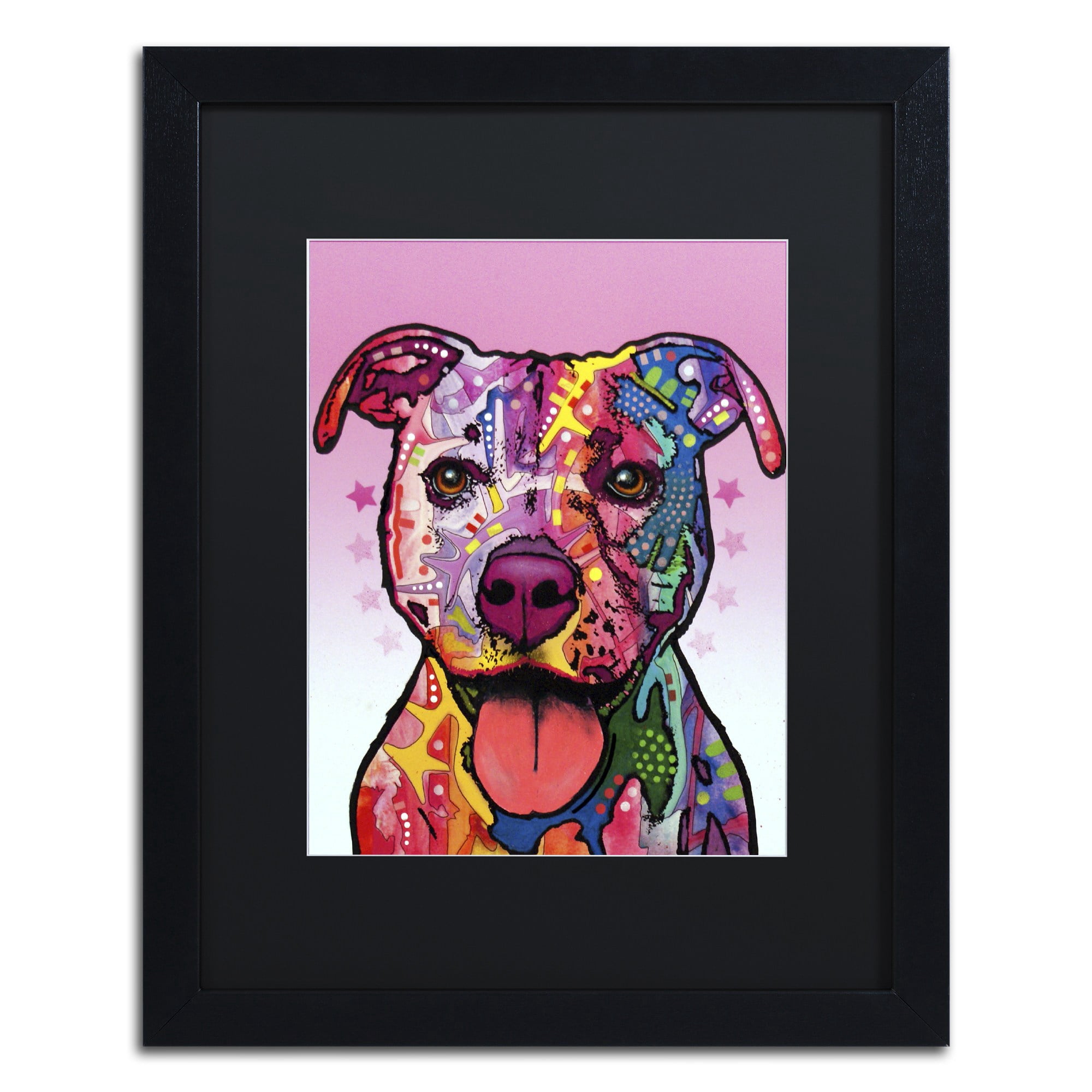 Trademark Fine Art "Cherish The Pitbull" Canvas Art by Dean Russo, Black Matte, Black Frame