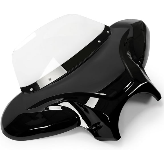 Motorcycle Front Outer Batwing Fairing 37" Wide x 24" Tall Universal Clear Windshield ABS Fairing Black Transparent