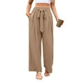 thumbnail image 3 of TANBOM Women's High Waist Wide-Leg Long Loose Casual Flowy Pants with Pockets Khaki XS, 3 of 4