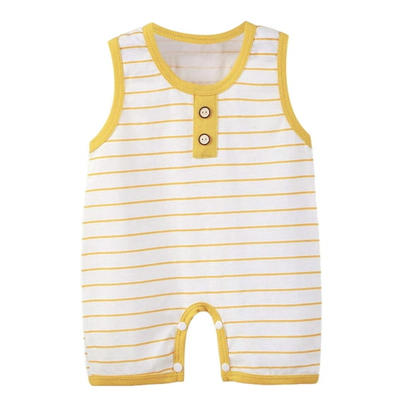 eileial Baby Boy/Girl Romper Sleeveless Cotton Linen Tank Top Bodysuit One Piece Neutral Baby Summer Clothes,Yellow 3-6 Months