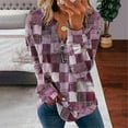 thumbnail image 2 of Shirts for Women Denim Plaid Printed Zipper Long Sleeve Top M, 2 of 3