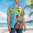 thumbnail image 5 of Daiia Dinosaur Riding a Motorcycle Hawaiian Shirt for Men Gentle Cotton Regular Short Sleeve Casual-XX-Large, 5 of 9