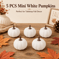 thumbnail image 6 of Mini Artificial Pumpkins 5 Pack, White Foam Pumpkins, Small Fall Table Decorations for Thanksgiving Halloween Mantel Tray Bowl Home Decor, 1.5*1.1in, 6 of 6