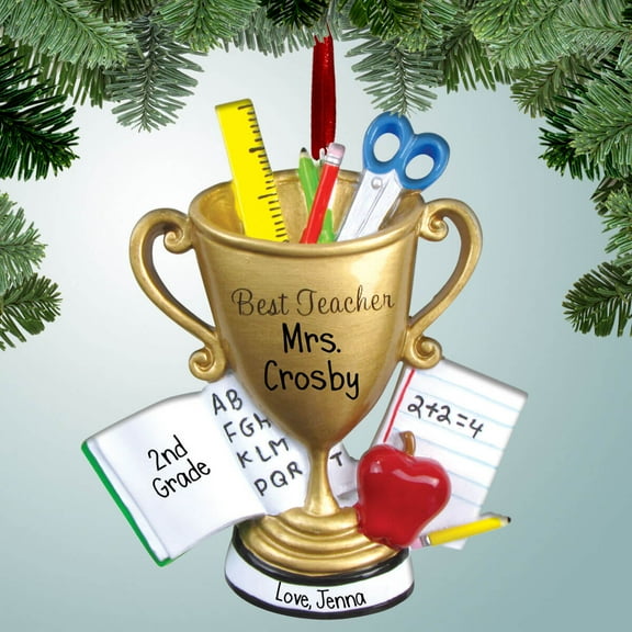Personalized Best Teacher Cup Christmas Ornament - Heroes of the Classroom - Kindergarten - Teacher Gifts - Appreciation - Elementary School