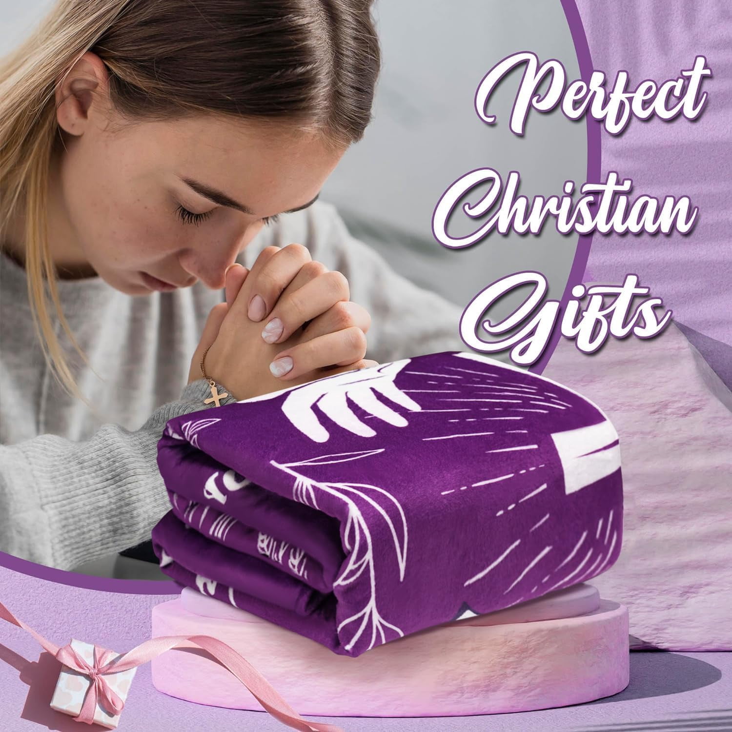 Christian Gifts Blanket for Women 60"x50", Religious Catholic Spiritual Gifts for Women, Inspirational Encouragement You are Awesome Loved Amazing Gifts for Women