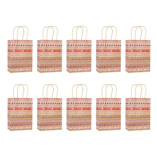 Bearachild 10 piezas de bolsas de papel portátiles de Navidad para fiestas, bolsas de almacenamiento para alimentos, postres, galletas, regalos diversos Kits de decoración para fiestas Tipo 1 Bearachild HA071321-01