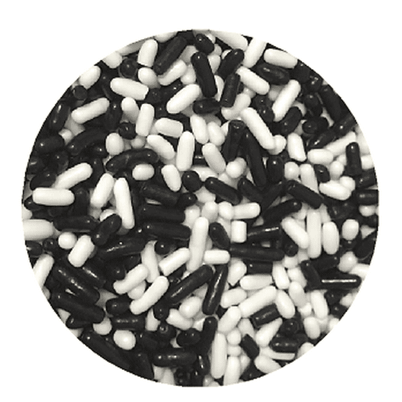 Sprinkle Deco® Black and White Cake Pop Cookie Cupcake Cakes Semi-Sweet Edible Confetti Decorations Sprinkles Desert Jimmies Toppers