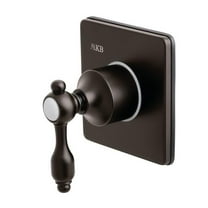Traditional Three-Way Diverter Valve with Single Handle & Square Plate, Oil Rubbed Bronze