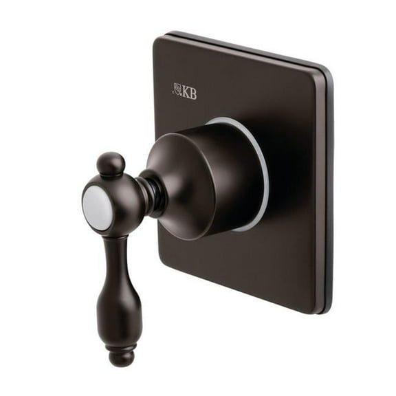 Traditional Three-Way Diverter Valve with Single Handle & Square Plate, Oil Rubbed Bronze
