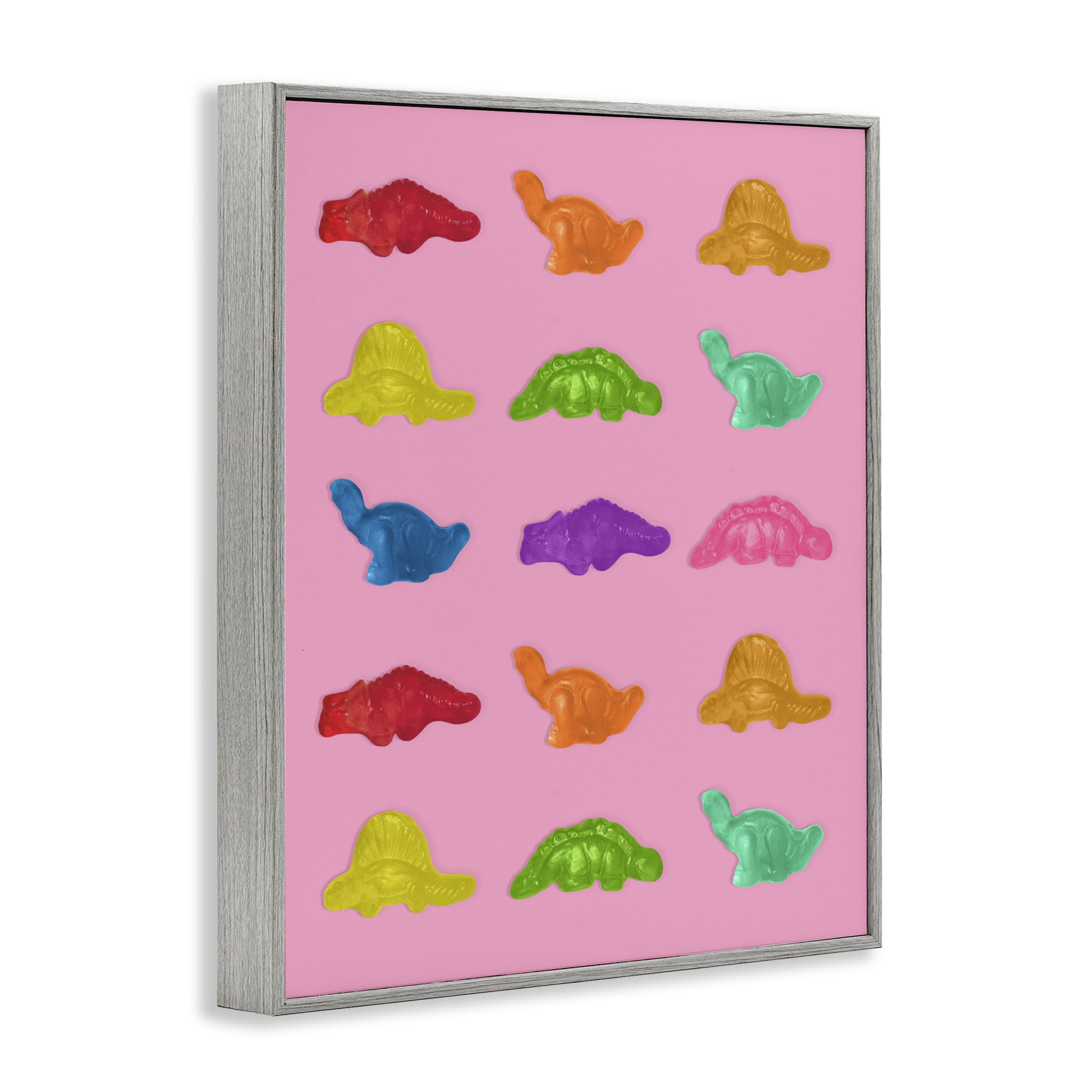 Stupell Industries Dinosaur Candies on Pink Gray Framed Giclee Art, design by LISH Creative