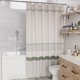 thumbnail image 2 of Cortinas de ducha bohemias para baño, cortina de ducha rústica con borlas, cortina de ducha de lino sintético beige, cortina de ducha a rayas con ganchos, cortina de ducha rústica verde, 72 x 72, 2 of 5