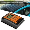 thumbnail image 1 of Controlador De Carga Solar MPPT 30A 50A 70A PWM Pantalla LCD Panel USB Dual Regulador De Batería Para Vehículos Recreativos Barcos Fuera De La Red Negro Naranja, 1 of 7