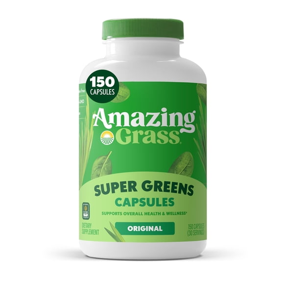 Amazing Grass, Greens Blend Superfood Capsules, 150 Capsules, 30 Servings