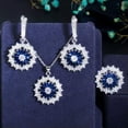thumbnail image 2 of Trendy Royal Blue Zirconia 3pcs Round Sun Flower Women Party Fashion Jewelry Set, 2 of 6