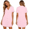 thumbnail image 6 of Avirosel Women's Button Down Sleepshirt Short Sleeve Nightgown V Neck Nightshirt Pajamas Soft Casual Nightdress for Loungewear, 6 of 7