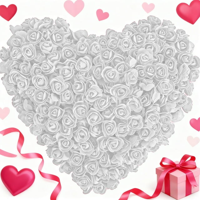 Espuma 100 Rosas De Espuma Blancas Para Decorar El Día De San Valentín Y Crear Un Ambiente Romántico, 3.5x2cm Rkxzt