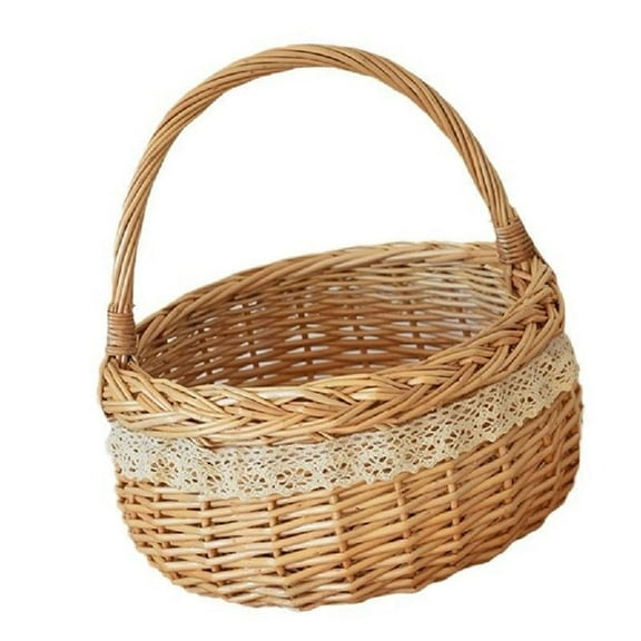 Grass Woven Flower Basket Handmade Flower Arrangement Pastoral Basket