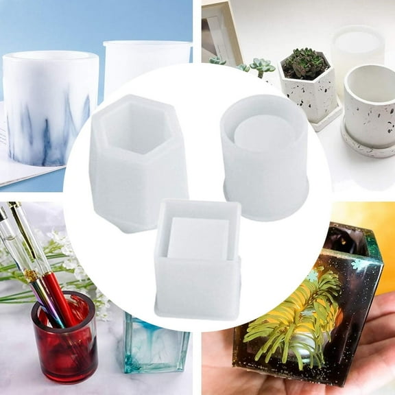 Gift Maker Silicone Mold Set, 3-Pack Reusable Molds for Crafting Epoxy Resin Pen Holders & Decorative Vases