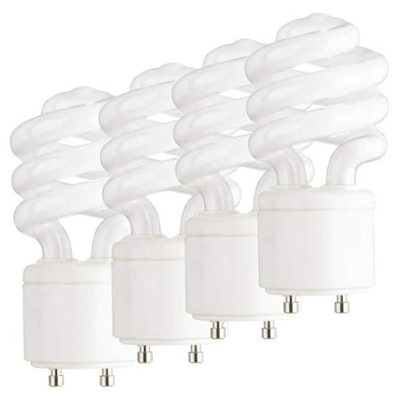 13 Watt Mini Spiral - GU24 Base - Mini- CFL Light Bulb 60 Watt Equivalent 2700K Pack of 4 4 Count (Pack of 1)