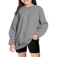 thumbnail image 3 of OOOUM Kids Crewneck Sweatshirt Solid Color Long Sleeve Pullover Top Loose Fit Basic Casual Sweatshirt Boys Girls Plain Blouse Grey 13-14 Years, 3 of 6