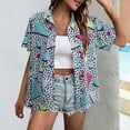 thumbnail image 3 of Giftesty Womens Tops 2024 Clearance Under $5 Women's Hawaiian Button-up Shirt Casual Short Sleeve Floral Tropical Print Summer Shirt, 3 of 3