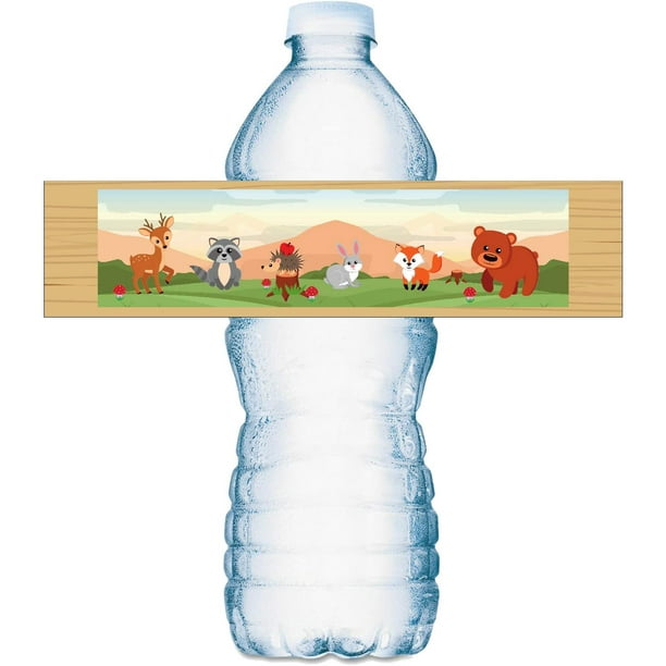 20 Forest Animals Water Bottle Labels; Woodland Animals Waterproof Water Bottle Wrappers; Its a Boy Water Bottle Stickers Labels