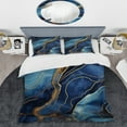 thumbnail image 2 of Designart "Abstract Illusion Blue and Gold Marble V" Abstract Marble Bedding Covert Set - Abstract Blue Modern Bed Set With 2 Shams, 2 of 6
