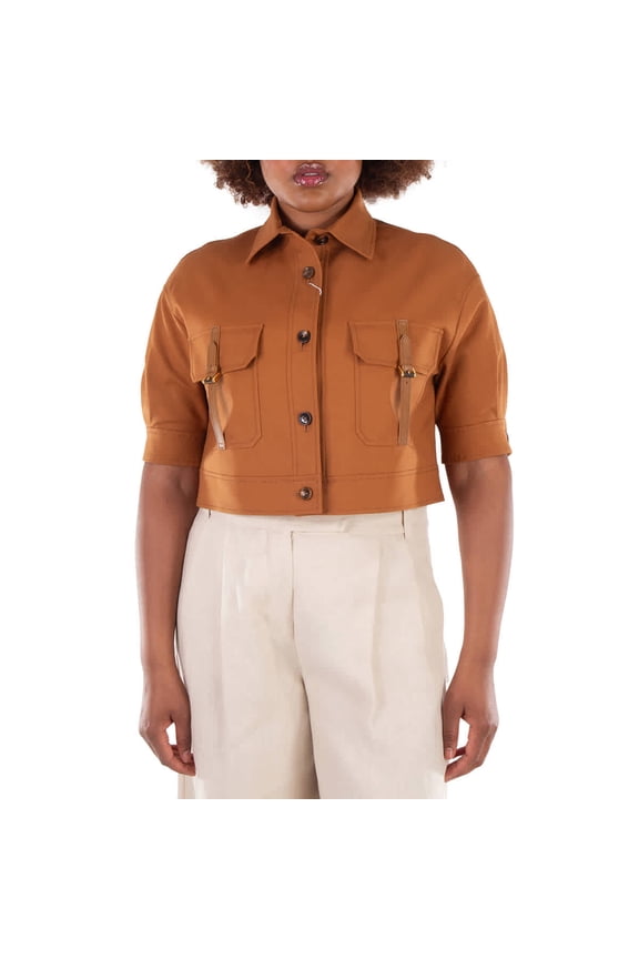 Agiate Cropped Stretch-Cotton Jacket, Brand Size 40 (US Size 6)