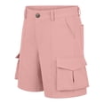 thumbnail image 4 of OSOLU Children Girls Cargo Shorts Solid Color Button Elastic Waist Pull On Jogger School Uniforms Stretch with Pockets Classic Holiday Shorts, 4 of 8