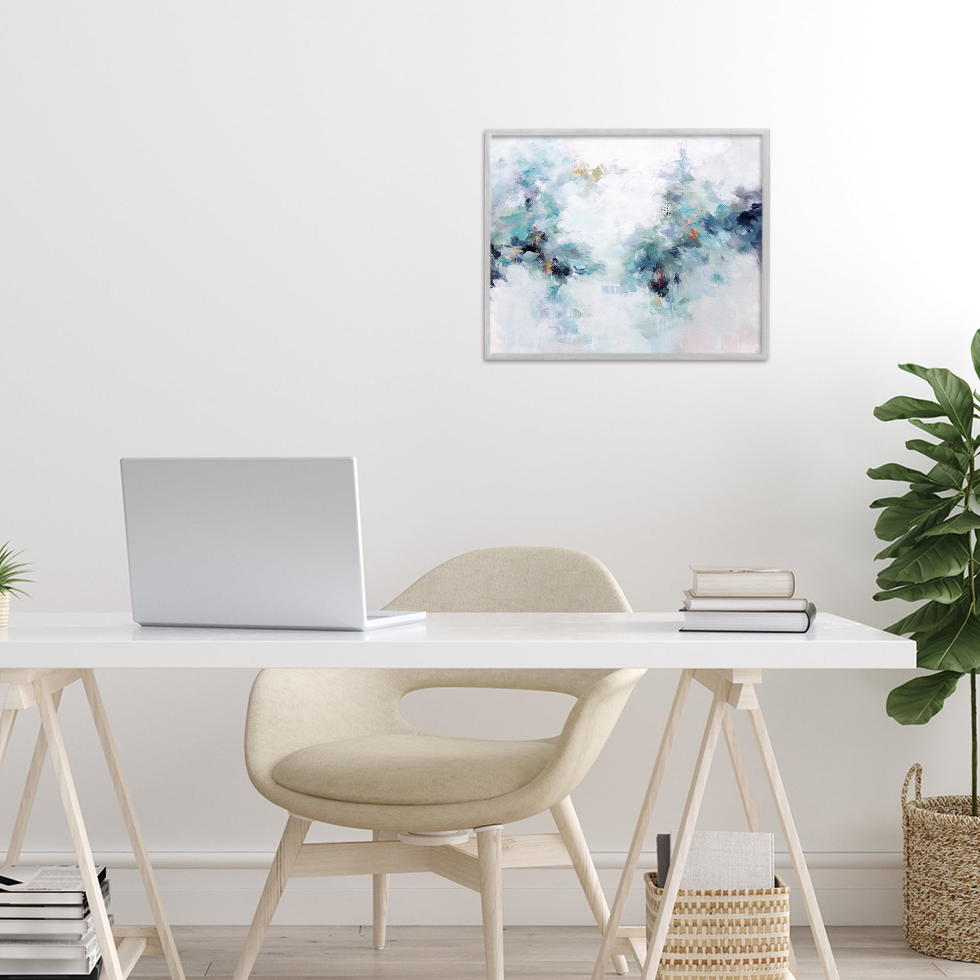Reaching Out Abstraction Gray Framed Giclee Art, design by Karen Hale