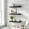 thumbnail image 4 of Topcobee Floating Wooden Shelves for Wall, Modern Design Shelves for Bedroom, Bathroom, Kitchen, Hanging Shelf for Books/Decor/Organization, Floating Display Shelf for Living Room, Black, 3Pcs, 4 of 10