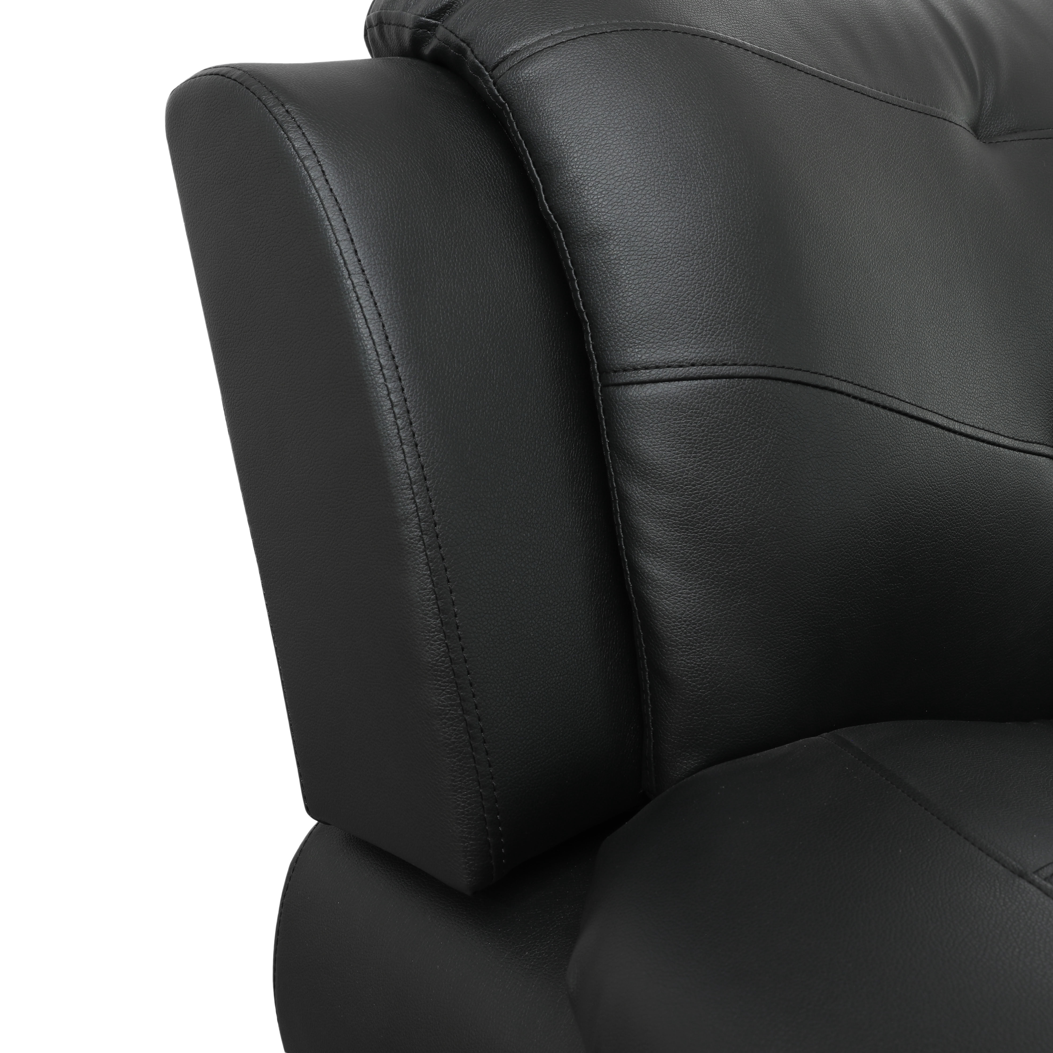 MAYEERTY Breathable Faux Leather Recliner Chair, Anti-Insect Solid Wood Frame Accent Chair for Living Room, Black
