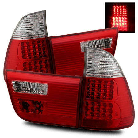 - For 00-06 BMW E53 X5 Red Clear Left/Right LED Tail Lights Rear Brake Lamps Replacement Assembly Set