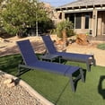 thumbnail image 4 of PURPLE LEAF Outdoor Chaise Lounge Set 2 Pieces Textilene Pool Lounge Chairs with Wheels Sunbathing Chair for Outdoor, Beach, Yard, Side Table Included, Navy Blue, 4 of 14