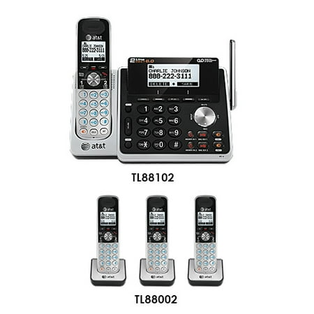 - AT&T TL88102 + (3) TL88002 DECT 6.0 2-Line 4 Handset Phone System w/ Digital Answering System