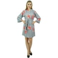 thumbnail image 2 of Bimba Women's Floral Printed Pink Georgette Bridesmaid Robe Coverup Wrap-26, 2 of 8