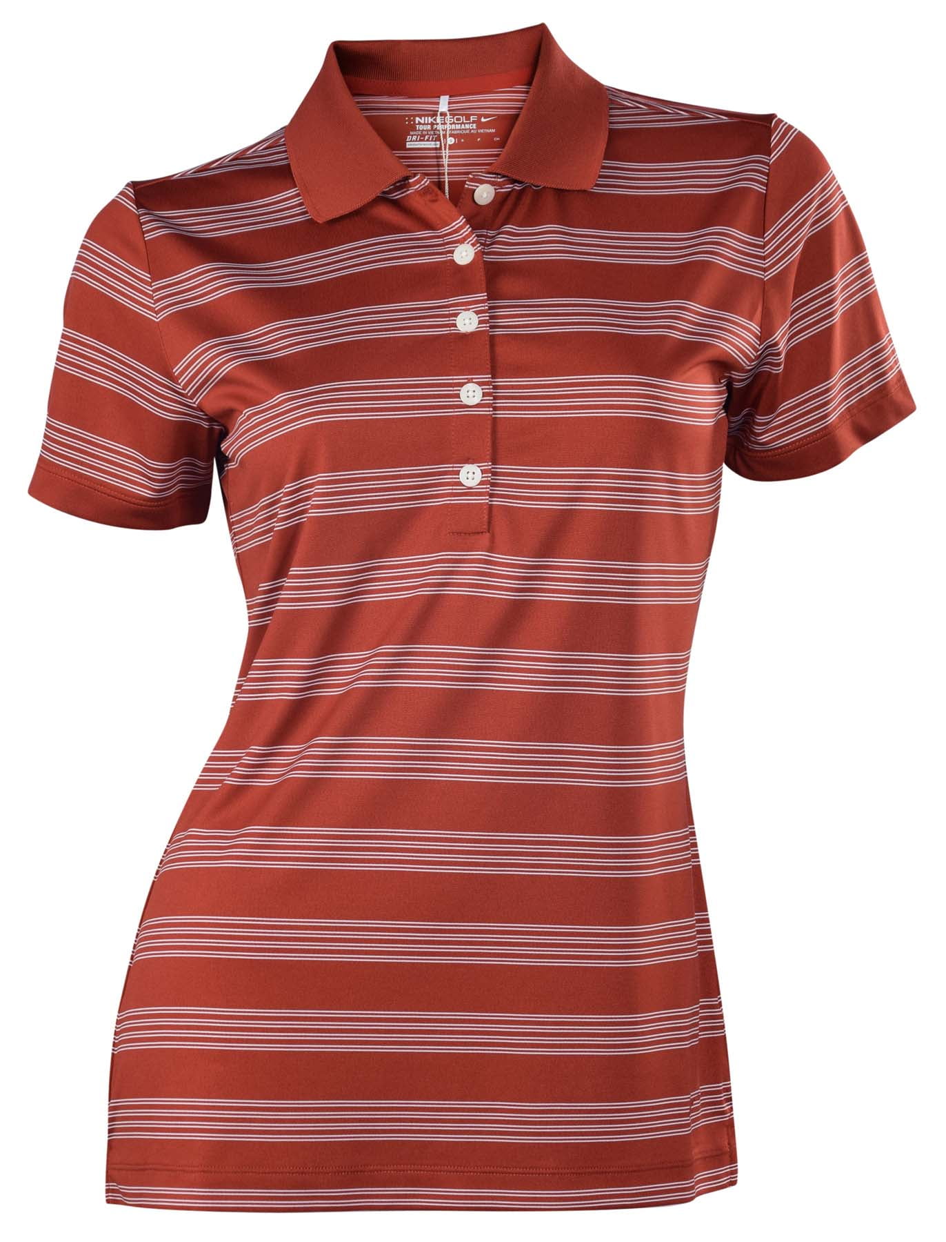 Nike Women's DriFit Tech Striped Golf Polo ShirtRed