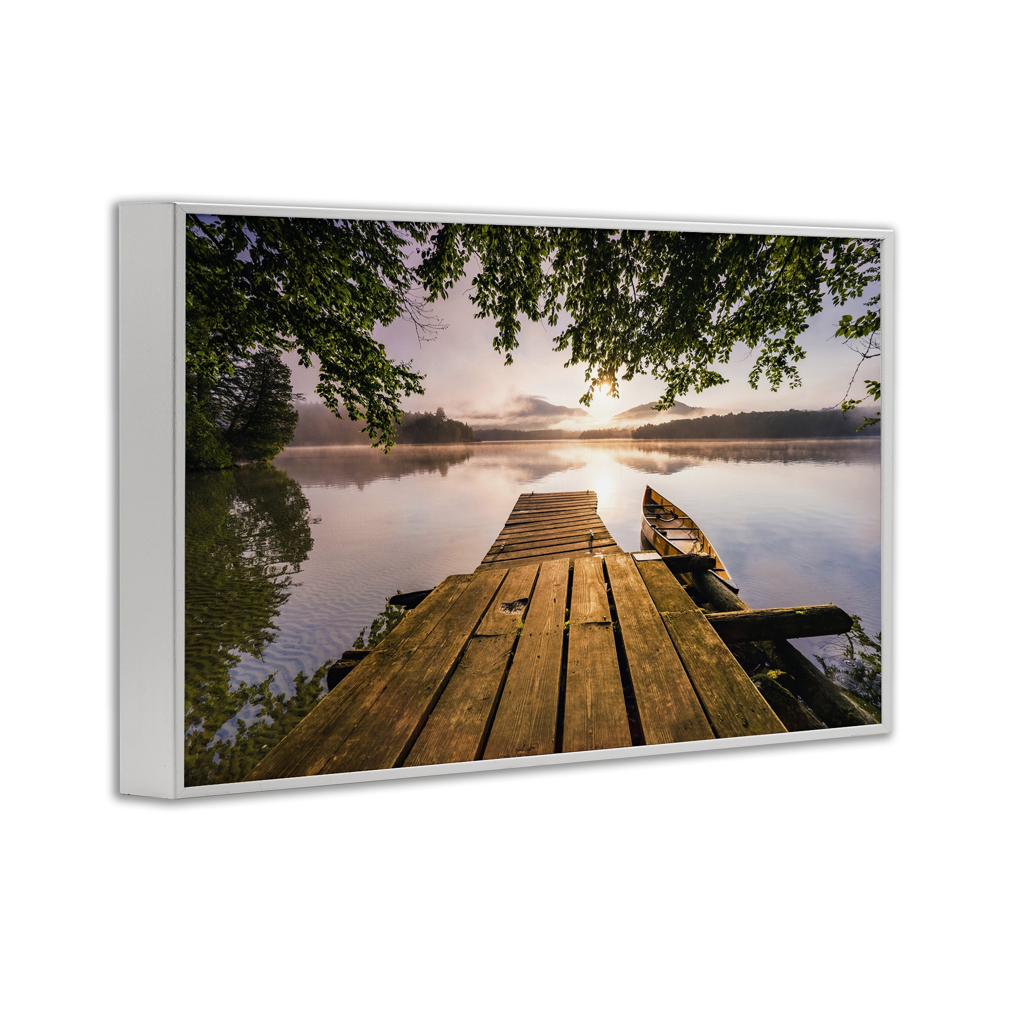 Stupell Industries Misty Morning Light on Lake White Framed Giclee Art, design by Jonathan Zaharek