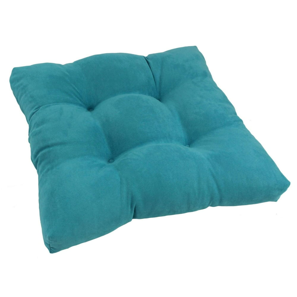 19-inch Squared Microsuede Tufted Dining Chair Cushion-Color:Aqua Blue
