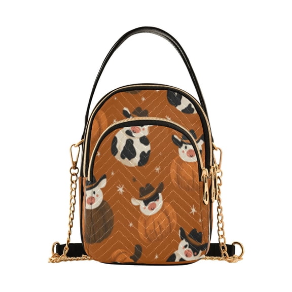 DIXRUYEE Cross Body Shoulder Handbags Bags Fashion Cowboy Pumpkin & Cow Fun Pattern