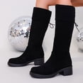 thumbnail image 5 of K-142 Black Ladies Fashion Casual Versatile Round Toe Block Heel Knee High Boots Fall Winter Style Comfortable Slouchy Footwear, 5 of 9