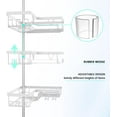 thumbnail image 3 of Shower Caddy Tension Pole Corner - Stainless Steel Bathroom Organizer White Tension Rod Shower Shelves for Tub(22-114.2inch), Renter Friendly, 3 of 12