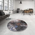 thumbnail image 4 of Ahgly Company Machine Washable Indoor Round Industrial Modern Western Charcoal Gray Area Rugs, 6' Round, 4 of 7