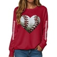 thumbnail image 6 of GEWSEY Baseball Mom Sweatshirt For Women Heart Printed Crewneck Long Sleeve 2025 Pullover Tops (Red, XXL), 6 of 8