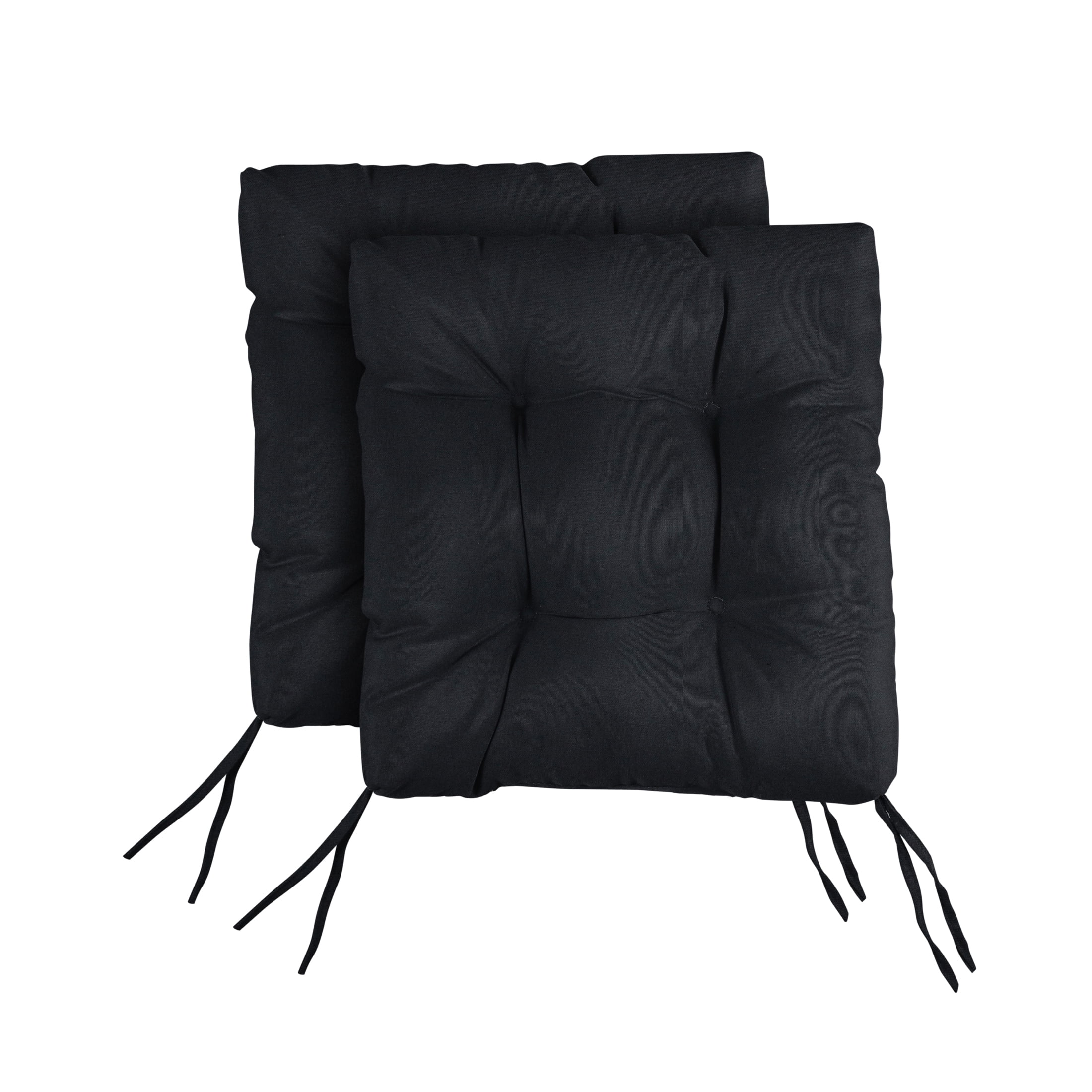 Sorra Home Black Tufted Chair Cushion Square Back 19 x 19 x 3 (Set of 2)