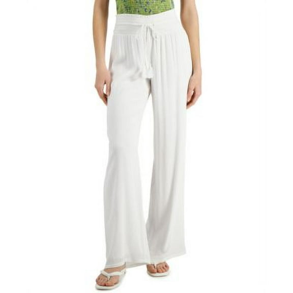 INC International Concepts Womens Drawstring Waist Pants Bright White S
