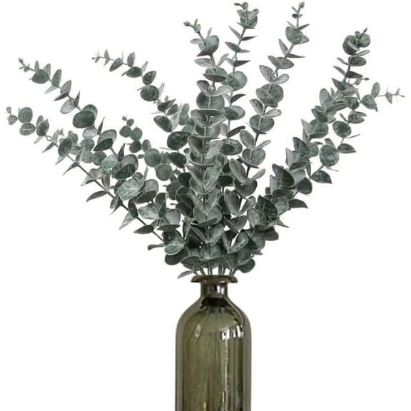 12pcs Eucalyptus Stems 18" Tall Artificial Eucalyptus Leaves Greenery Decor Faux Eucalyptus Real Touch for Wedding Bouquet Centerpiece Home Decor A
